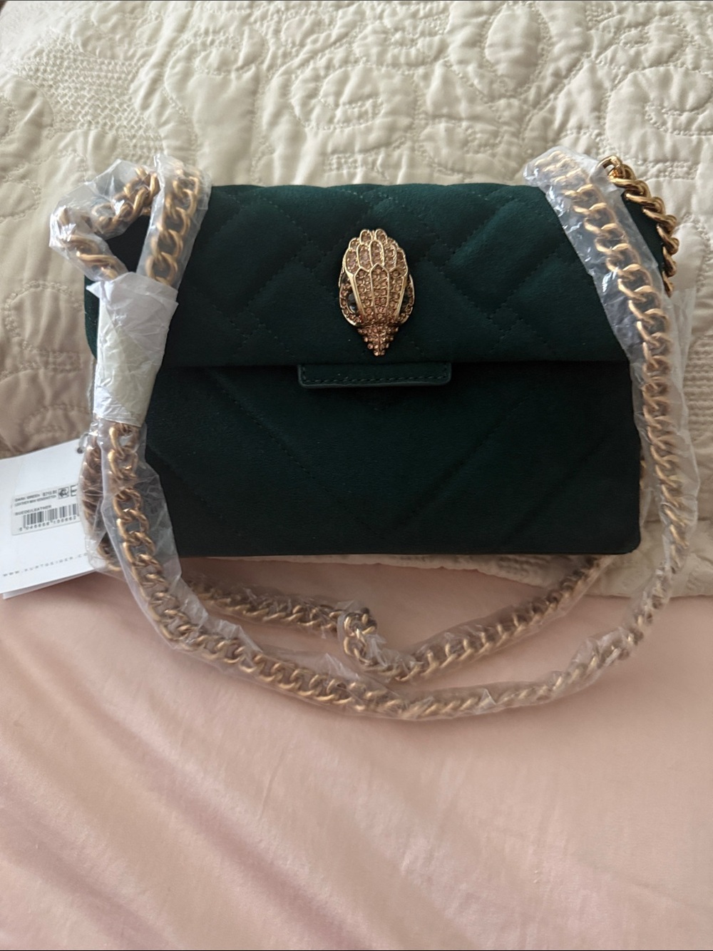 KURT GEIGER MINI KENSINGTON DARK GREEN LEATHER/SUEDE